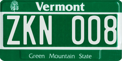 VT license plate ZKN008