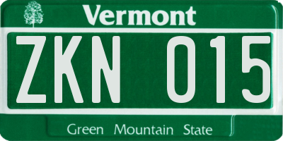 VT license plate ZKN015