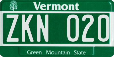 VT license plate ZKN020