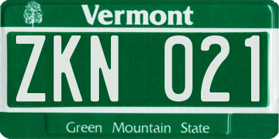 VT license plate ZKN021