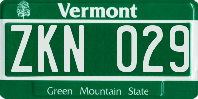 VT license plate ZKN029