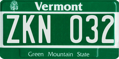 VT license plate ZKN032