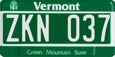 VT license plate ZKN037