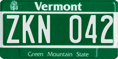 VT license plate ZKN042