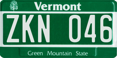 VT license plate ZKN046