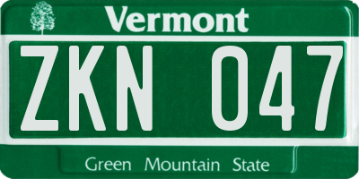 VT license plate ZKN047