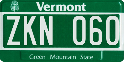 VT license plate ZKN060