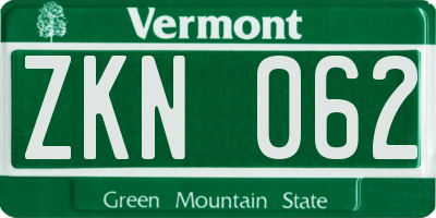 VT license plate ZKN062