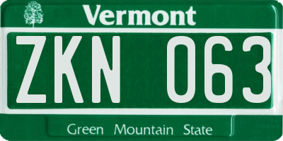 VT license plate ZKN063