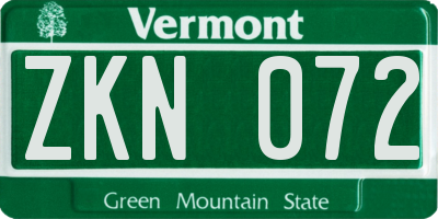 VT license plate ZKN072