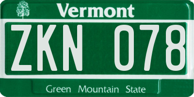 VT license plate ZKN078