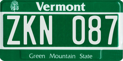 VT license plate ZKN087