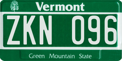VT license plate ZKN096