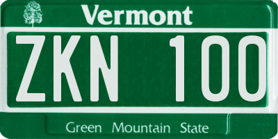 VT license plate ZKN100