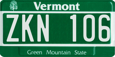 VT license plate ZKN106