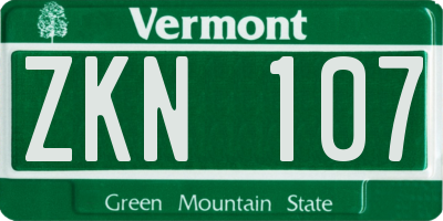 VT license plate ZKN107