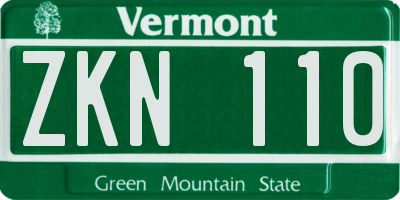 VT license plate ZKN110