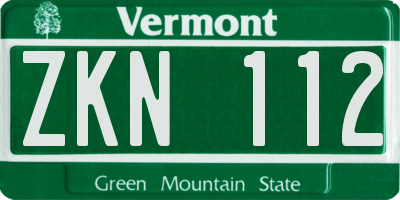 VT license plate ZKN112