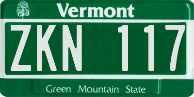 VT license plate ZKN117