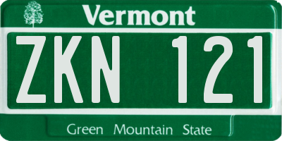 VT license plate ZKN121