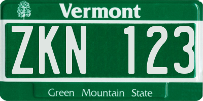 VT license plate ZKN123