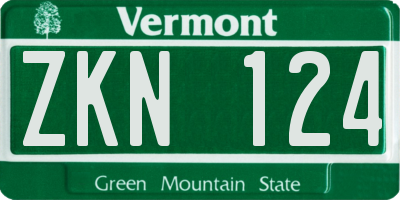 VT license plate ZKN124