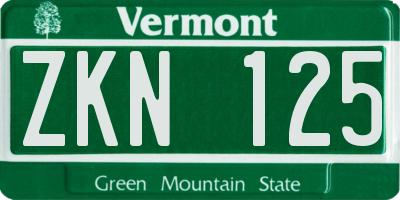 VT license plate ZKN125