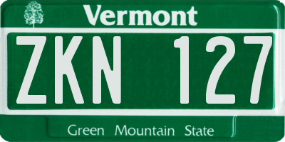 VT license plate ZKN127
