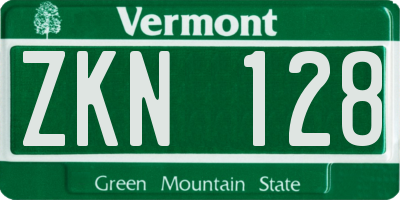 VT license plate ZKN128
