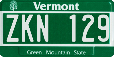 VT license plate ZKN129