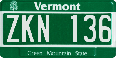 VT license plate ZKN136