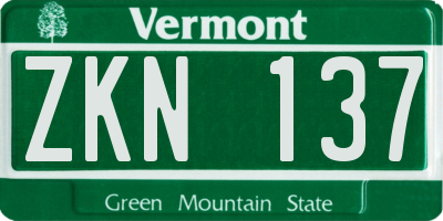 VT license plate ZKN137