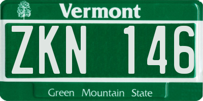 VT license plate ZKN146