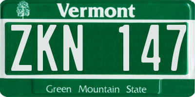 VT license plate ZKN147