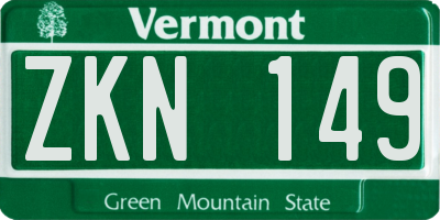 VT license plate ZKN149
