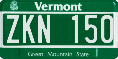 VT license plate ZKN150