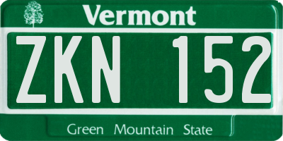 VT license plate ZKN152