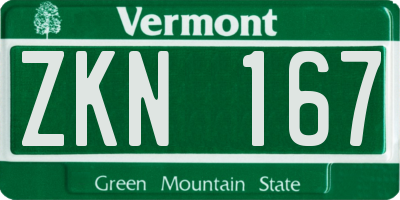 VT license plate ZKN167