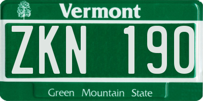 VT license plate ZKN190
