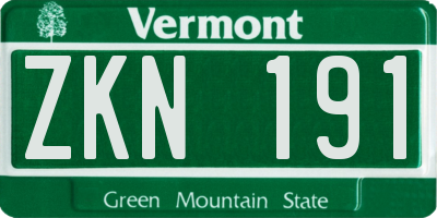 VT license plate ZKN191