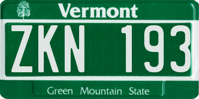 VT license plate ZKN193