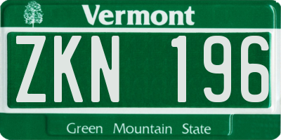 VT license plate ZKN196