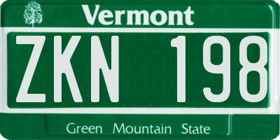 VT license plate ZKN198