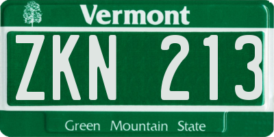 VT license plate ZKN213