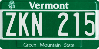 VT license plate ZKN215