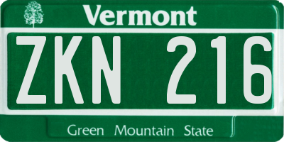 VT license plate ZKN216