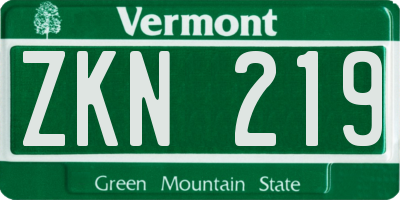 VT license plate ZKN219