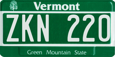 VT license plate ZKN220