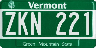 VT license plate ZKN221