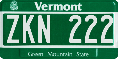 VT license plate ZKN222